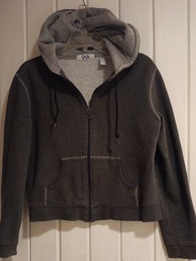 Q&A Charcoal Gray Zip Hoodie with Light Gray Lined Hood